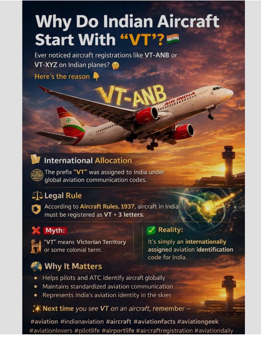 Why do Indian Aircraft start with “VT”?